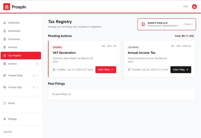 ProspIn Filing Dashboard